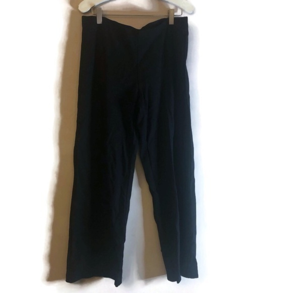 Eileen Fisher Womens  Pants Crop Black Viscose Blend Pull On Knit Sz Med